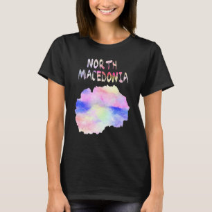 Farbenfrohe Abgeschiedene Karte Nordmakedonien in T-Shirt