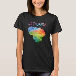 Farbenfrohe Abgeschiedene Litauen Karte für Wasser T-Shirt