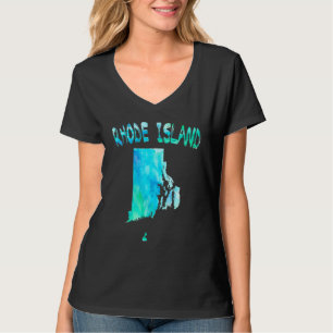Farbenfrohe Abgeschiedene Rhode Island Staat Karte T-Shirt