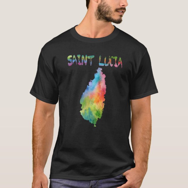 Farbenfrohe Abgeschiedene St. Lucia Karte T-Shirt (Vorderseite)