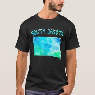 Farbenfrohe Abgeschiedene Süddakota Staat Karte T-Shirt