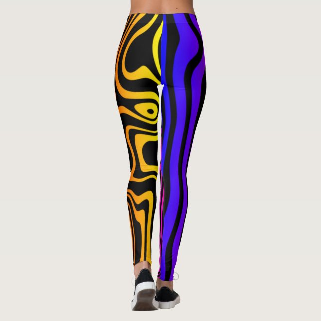Farbenfrohe, Abstrakt gestreifte Leggings - Farbwa (Rückseite)
