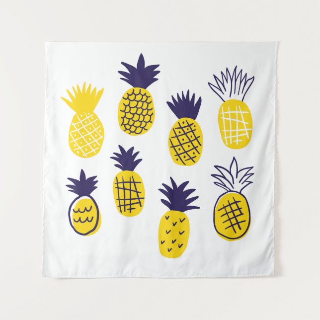 Farbenfrohe abstrakte Ananas im Geruch Wandteppich (Vorderseite)