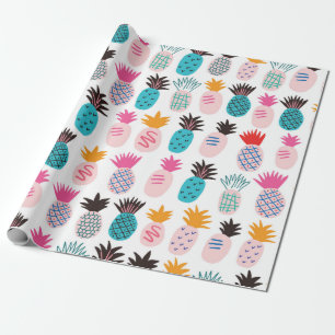 Farbenfrohe abstrakte Ananas und Leder Geschenkpapier