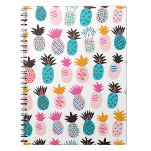 Farbenfrohe abstrakte Ananas und Leder Notizblock