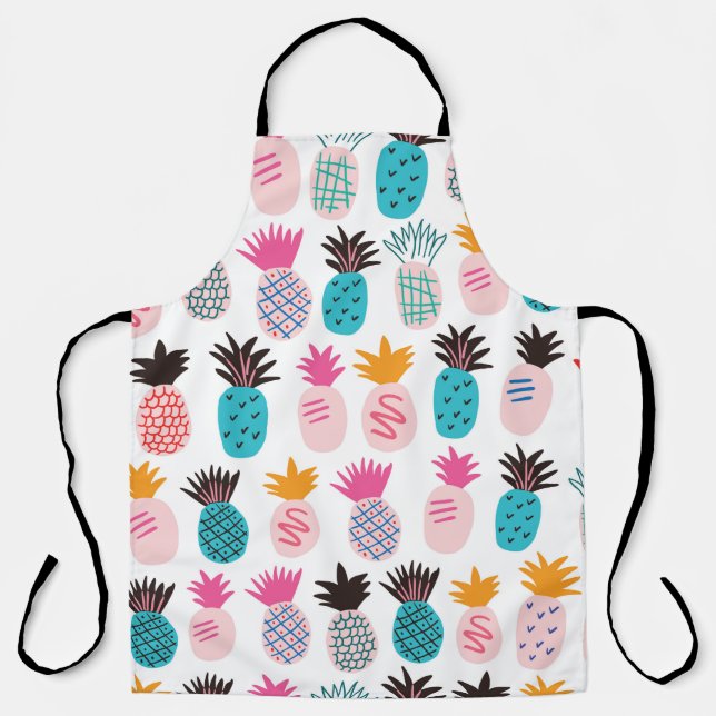 Farbenfrohe abstrakte Ananas und Leder Schürze (Vorderseite)