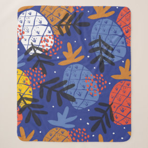Farbenfrohe abstrakte Ananas und Leder Sherpadecke