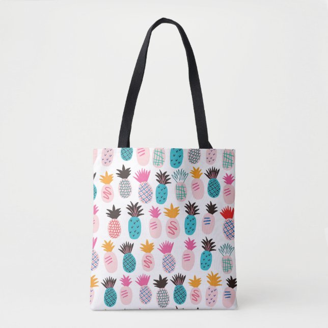 Farbenfrohe abstrakte Ananas und Leder Tasche (Vorderseite)