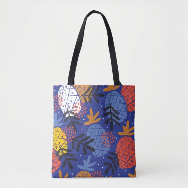 Farbenfrohe abstrakte Ananas und Leder Tasche (Vorderseite)