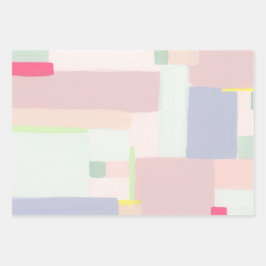 Farbenfrohe Abstrakte Art Pastell Wrapping Paper Geschenkpapier Set