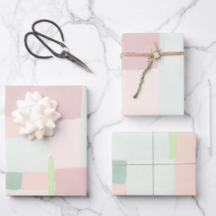 Farbenfrohe Abstrakte Art Pastell Wrapping Paper Geschenkpapier Set