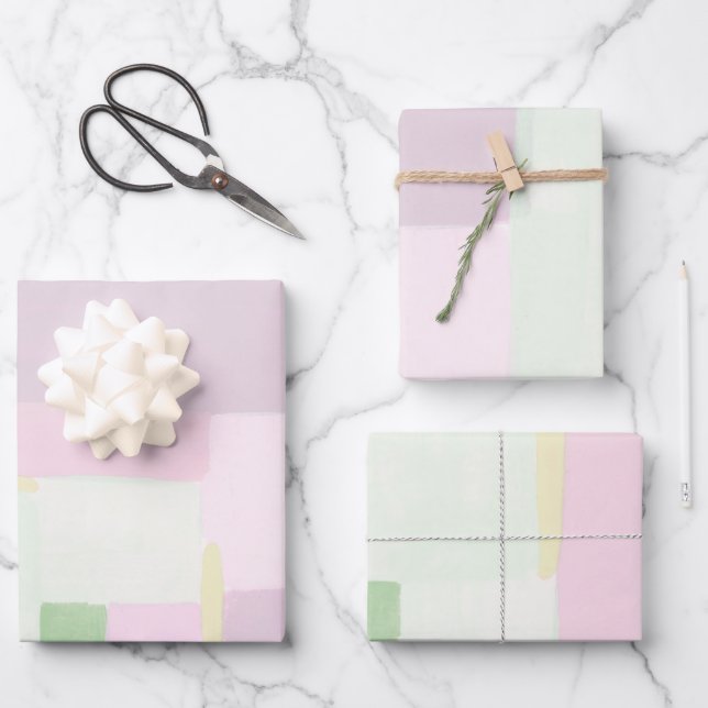 Farbenfrohe Abstrakte Art Pastell Wrapping Paper Geschenkpapier Set (Vorderseite)