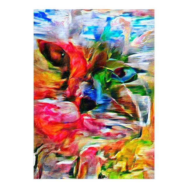 Farbenfrohe Abstrakte Ausdrucksform Cat Art Print Fotodruck (Vorne)