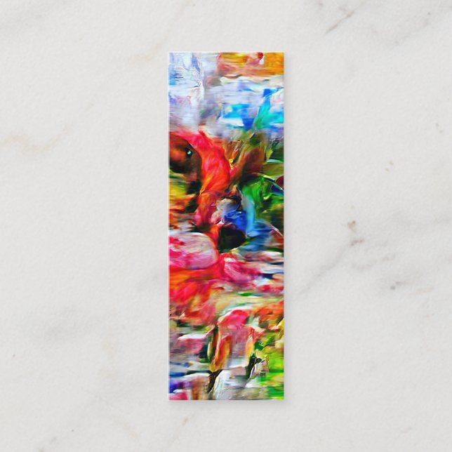 Farbenfrohe Abstrakte Ausdrucksform Cat Art Print Mini Visitenkarte (Vorderseite)