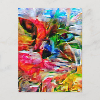 Farbenfrohe Abstrakte Ausdrucksform Cat Art Print Postkarte