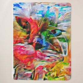 Farbenfrohe Abstrakte Ausdrucksform Cat Art Print Sherpadecke