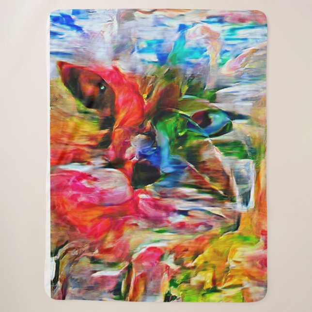 Farbenfrohe Abstrakte Ausdrucksform Cat Art Print Sherpadecke (Vorderseite)