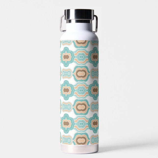 Farbenfrohe abstrakte blau/braun/tan Medaille Trinkflasche (Vorne)