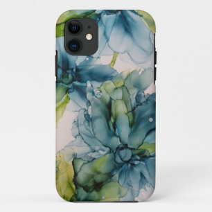 Farbenfrohe Abstrakte Blau- und Grüne Blumenkunst Case-Mate iPhone Hülle