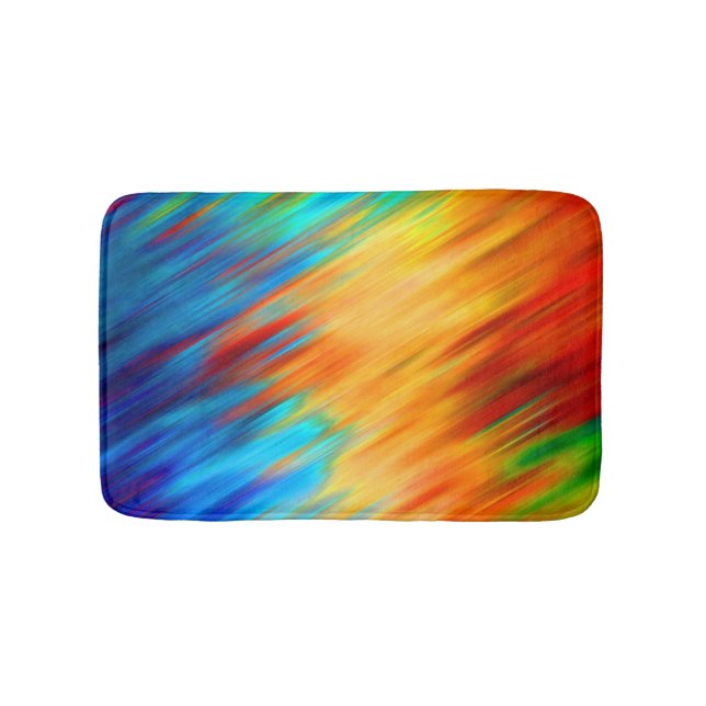 Farbenfrohe abstrakte blaue orange Flare Badematte (Vorderseite)