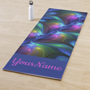 Farbenfrohe Abstrakte blaue Rosa grüne Bezeichnung Yogamatte