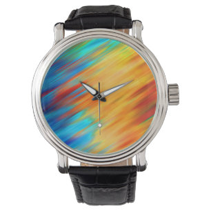 Farbenfrohe Abstrakte Blauer Orangenflare Armbanduhr