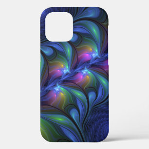 Farbenfrohe Abstrakte blaurosa grünes Fraktal Case-Mate iPhone Hülle