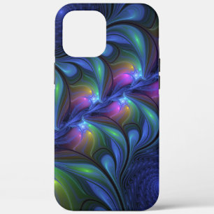 Farbenfrohe Abstrakte blaurosa grünes Fraktal Case-Mate iPhone Hülle