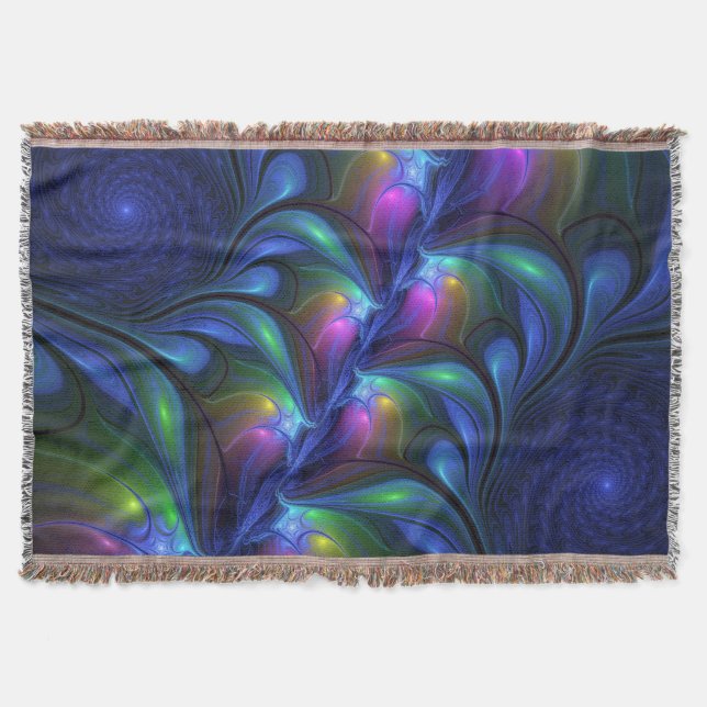 Farbenfrohe Abstrakte blaurosa grünes Fraktal Decke (Vorderseite)