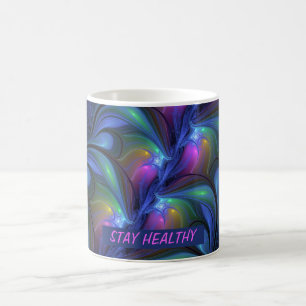 Farbenfrohe Abstrakte blaurosa grünes Fraktal Kaffeetasse