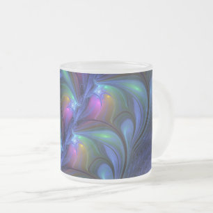 Farbenfrohe Abstrakte blaurosa grünes Fraktal Mattglastasse