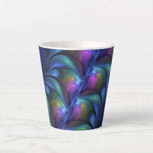 Farbenfrohe Abstrakte blaurosa grünes Fraktal Milchtasse