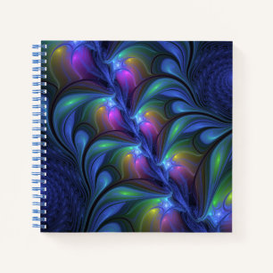 Farbenfrohe Abstrakte blaurosa grünes Fraktal Notizbuch