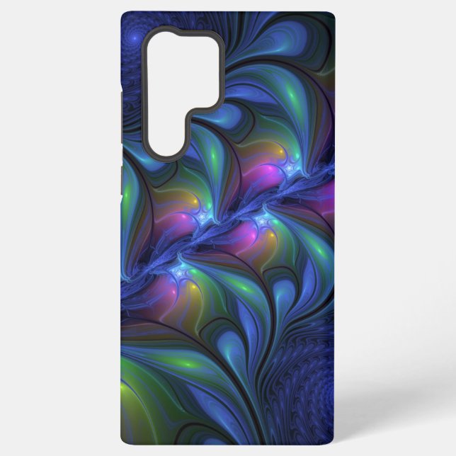 Farbenfrohe Abstrakte blaurosa grünes Fraktal Samsung Galaxy Hülle (Rückseite)
