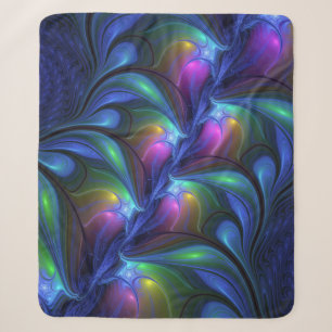 Farbenfrohe Abstrakte blaurosa grünes Fraktal Sherpadecke