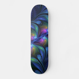 Farbenfrohe Abstrakte blaurosa grünes Fraktal Skateboard