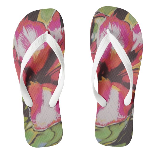 Farbenfrohe abstrakte Blume Flip Flops (Fußbett)
