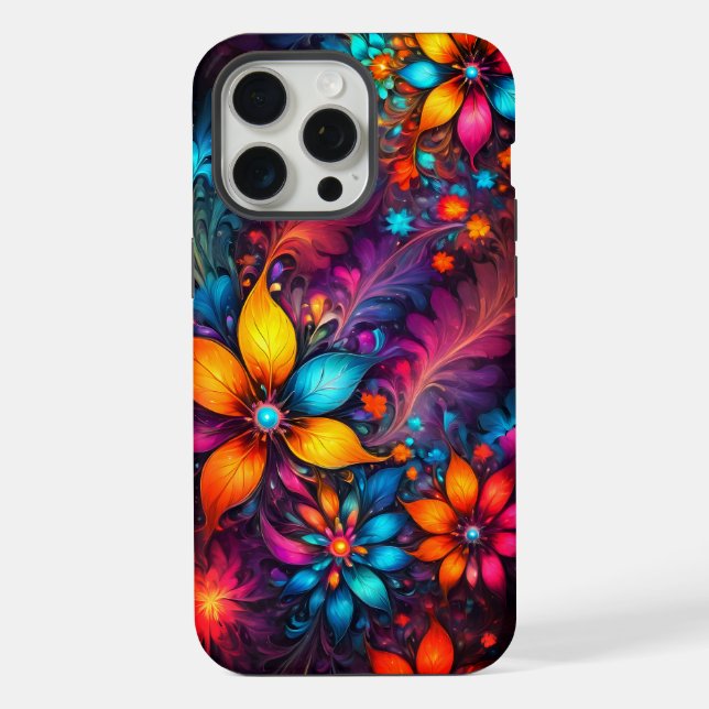 Farbenfrohe abstrakte Blume iPhone 15 Pro Max Hülle (Rückseite)