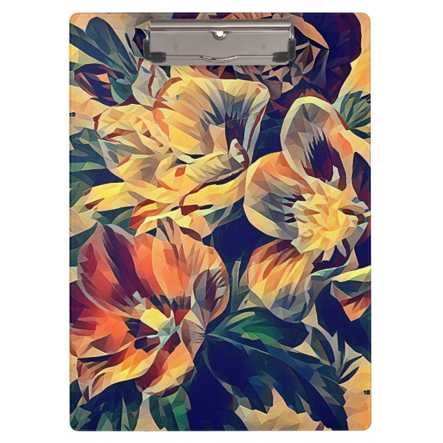 farbenfrohe abstrakte Blume Naturkunst Klemmbrett (Vorderseite)