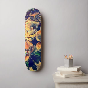 farbenfrohe abstrakte Blume Naturkunst Skateboard