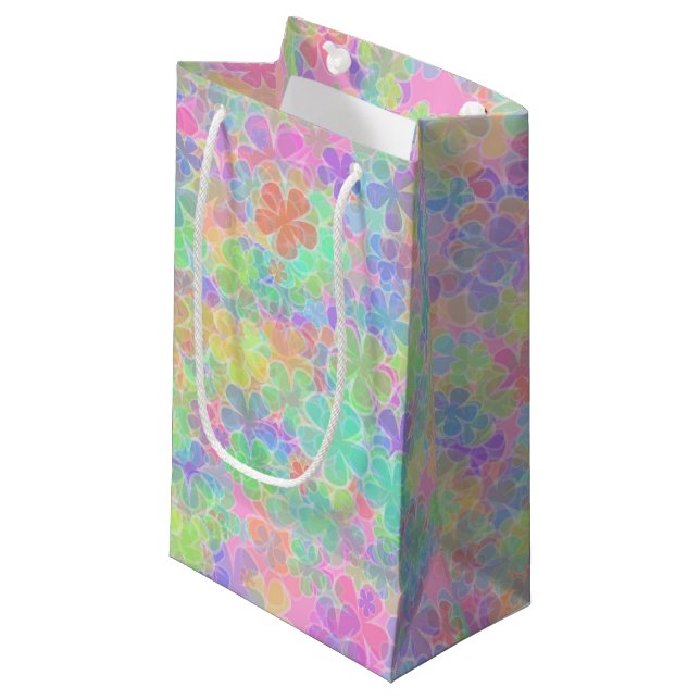 Farbenfrohe Abstrakte Blume Vorlage Elegant Kleine Geschenktüte (Vorderseite Schrägansicht)