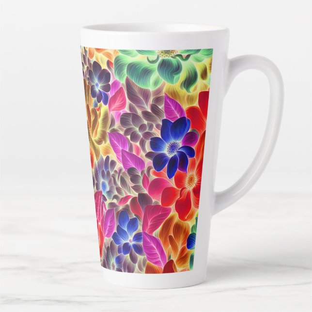 Farbenfrohe Abstrakte Blüte #887 - Latte Tasse (Rechts)