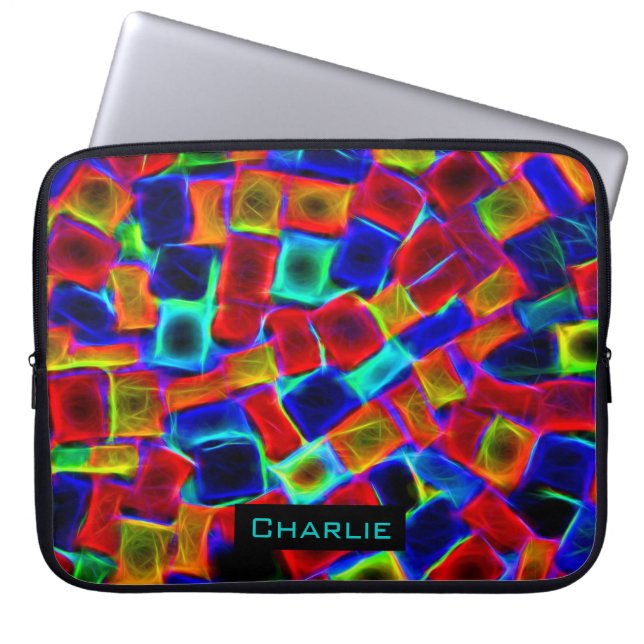 Farbenfrohe Abstrakte Bokeh Blocks Personalisiert Laptopschutzhülle (Vorderseite)