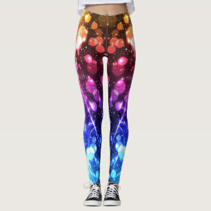 Farbenfrohe Abstrakte Bokeh Galaxy Sterne Leggings