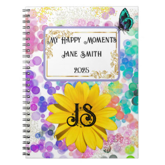 Farbenfrohe Abstrakte Bokeh Monogram Sonnenblume Notizblock