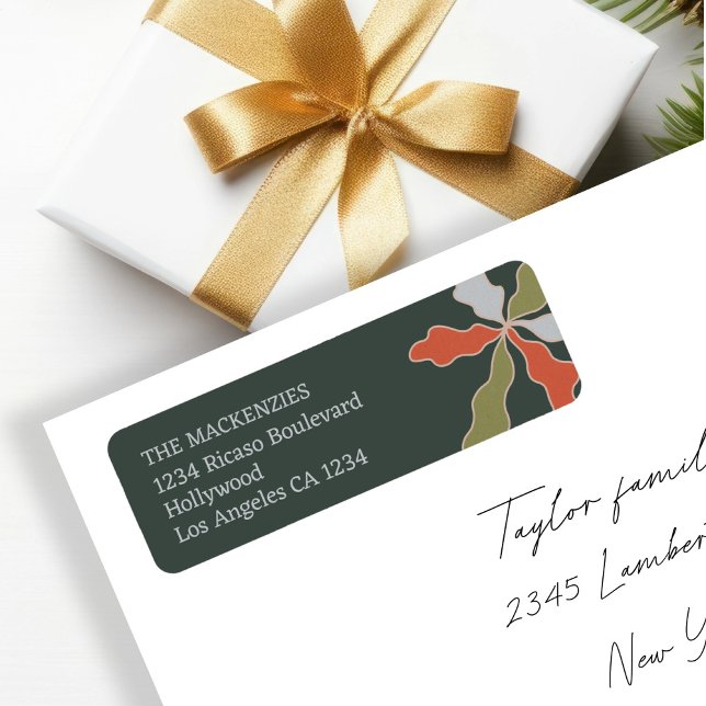 Farbenfrohe Abstrakte Botanische Personalisierte W (Colorful Abstract Botanical Personalized Christmas Label
by Ricaso . Add address and name)