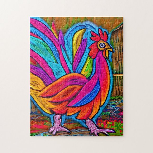 Farbenfrohe Abstrakte Cartoon-Stall-Rooster (Vertikal)