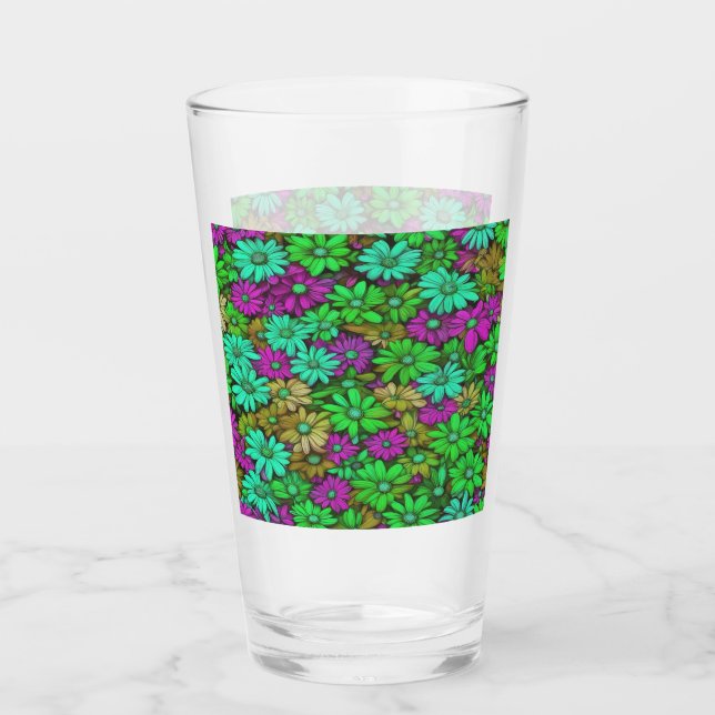 Farbenfrohe Abstrakte Daisies #27 Glas (Vorderseite)