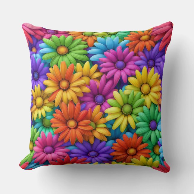 Farbenfrohe Abstrakte Daisies #34 - Kissen (Vorderseite)