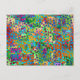 Farbenfrohe Abstrakte digitale Kunst mit Platz Postkarte